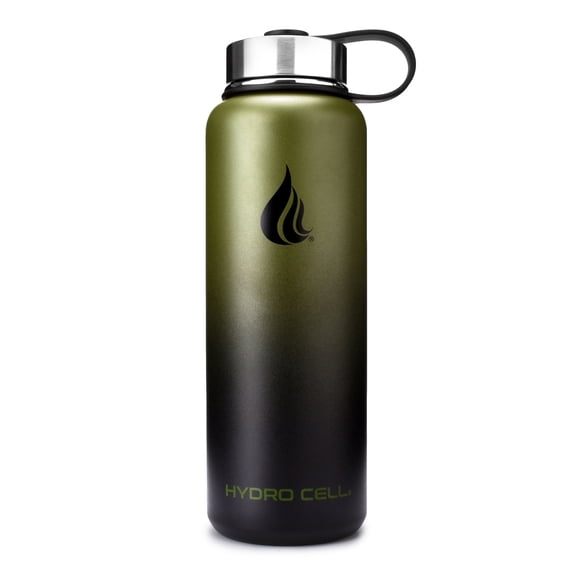 40oz (Fluid Ounces) Wide Mouth Hydro Cell Stainless Steel Water Bottle Army/Black