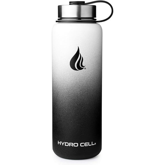 40oz (Fluid Ounces) Wide Mouth Hydro Cell Stainless Steel Water Bottle Black/White