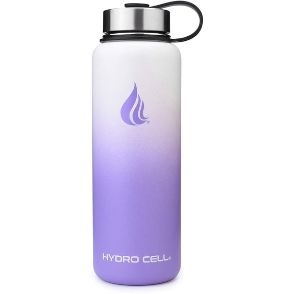 40oz (Fluid Ounces) Wide Mouth Hydro Cell Stainless Steel Water Bottle Lavender/White