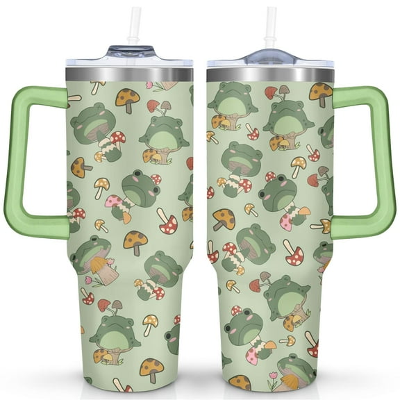 40oz Frog Tumbler with Handle & Straw - Insulated Stainless Steel Travel Mug,Leakproof,Cup Holder Friendly,Dishwasher Safe,for Hot/Cold Drinks.