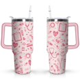 thumbnail image 1 of 40oz Funny Nurse Life Stainless Steel Flip Straw Tumbler Spill Proof Travel Cup Double Wall Vacuum Insulated Coffee Mug with Handle, 1 of 6