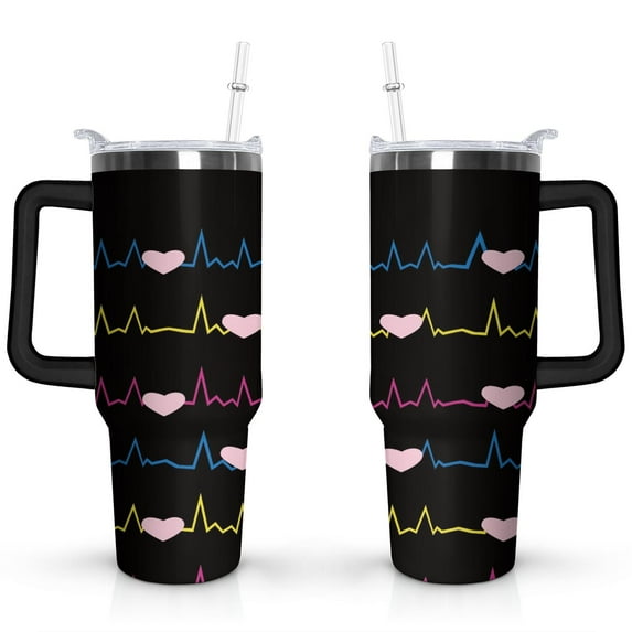 40oz Funny Nurse Life Stainless Steel Flip Straw Tumbler Spill Proof Travel Cup Double Wall Vacuum Insulated Coffee Mug with Handle
