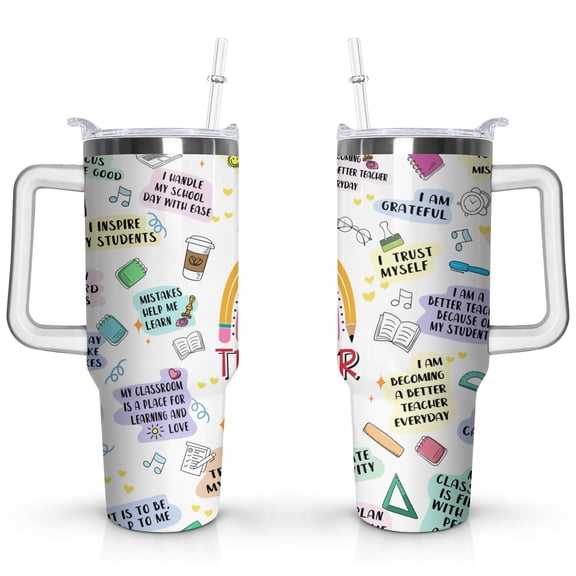 40oz Gifts Stainless Steel Flip Straw Tumbler Spill Proof Travel Cup Double Wall Vacuum Insulated Coffee Mug with Handle