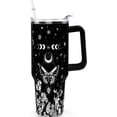 thumbnail image 1 of 40oz Goth Gothic Tumbler with Handle and Straw, Stainless Steel Vacuum Insulated Flip Straw Butterfly Moon Tumbler, Spill Proof Travel Mug, Witch Decor Gifts for Women, 1 of 6