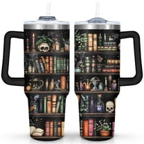 40oz Goth Tumbler with Handle & Straw,Stainless Steel Insulated Cup,Leak Proof Travel Mug,Keeps Drinks Hot/Cold,Gothic Halloween Coffee Cup,Witchy Gifts for Women