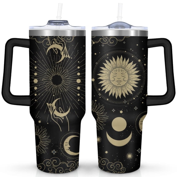 40oz Goth Tumbler with Handle & Straw,Stainless Steel Insulated Cup,Leak Proof Travel Mug,Keeps Drinks Hot/Cold,Gothic Halloween Coffee Cup,Witchy Gifts for Women
