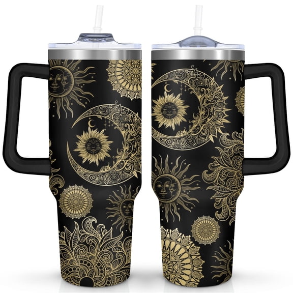 40oz Goth Tumbler with Handle & Straw,Stainless Steel Insulated Cup,Leak Proof Travel Mug,Keeps Drinks Hot/Cold,Gothic Halloween Coffee Cup,Witchy Gifts for Women