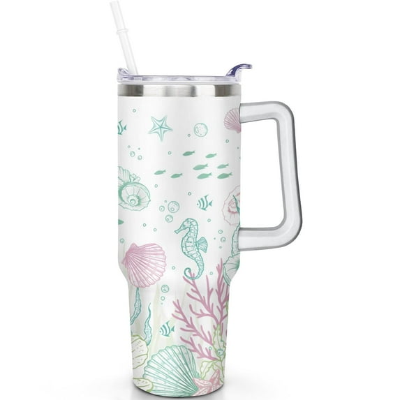 40oz Gypsy Soul Coffee Cup, Conch n Travel Tumbler for Conch Lovers With Handle, Double Insulated Spill Proof Lid Straw
