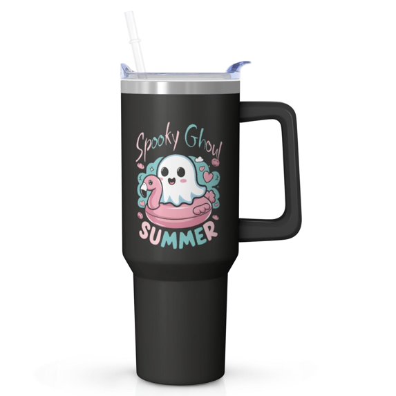 40oz Halloween Ghost & Pumpkin Tumbler with Handle, Straw Lid, Insulated, for Men & Women, Travel Mug