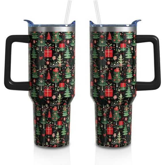 40oz Halloween Gothic Tumbler with Handle and Straw, Goth Skull Stainless Steel Insulated Cup Water Bottle, Halloween Holiday Gifts for Women Men (1PC)