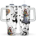 thumbnail image 1 of 40oz Halloween Nightmare Before Stainless Steel Tumbler with Lid and Straw,Spill Proof Travel Christmas Jack Skeleton Cup Double Wall Vacuum Insulated Coffee Mug with Handle White, 1 of 7