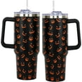thumbnail image 1 of 40oz Halloween Tumbler With Handle,5D Ghost Fun Face Print Tumblers With Lid and Straw Halloween Stainless Steel Insulated Travel Cup Black Coffee Mugs for Women Halloween Gifts for Kids, 1 of 6