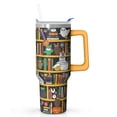 thumbnail image 1 of 40oz Halloween Tumbler with Handle, Haunted Bat Pumpkin | Print | Halloween Gifts for Women & Men | with Lids and Straws | Stainless Steel Insulated | Travel Mug, 1 of 5