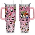 thumbnail image 1 of 40oz Halloween Tumbler with Handle Lid and Straw, Halloween Hello Cat Ghost Cup Gifts for Women Girls, Halloween Tumblers, Spooky Tumbler Gifts for Women, Pink, 1 of 6