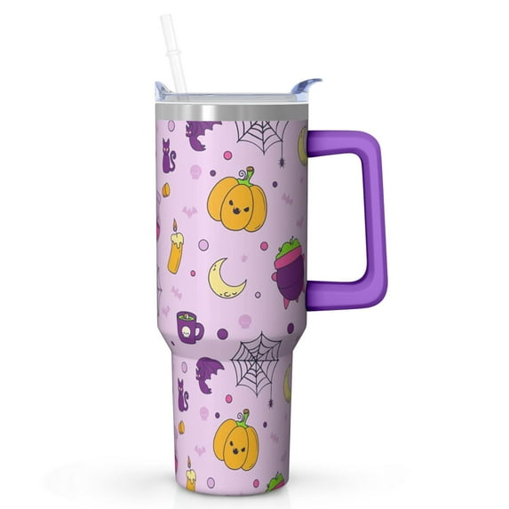 40oz Halloween Tumbler with Handle, Spider Pumpkin | Print | Halloween Gifts for Women & Men | with Lids and Straws | Stainless Steel Insulated | Coffee Travel Mug