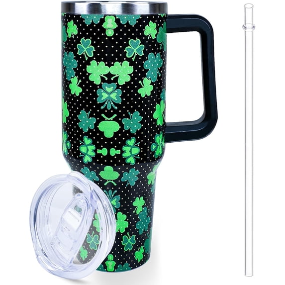 40oz Halloween Tumbler With Handle and Straw, Gifts for Women Men, Cute Ghost Cartoon Pumpkin Skull Gothic Horror Coffee Mug Water Bottle, Spooky Stainless Steel Insulated Cup