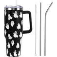 thumbnail image 1 of 40oz Halloween Tumbler with Lid and Straw - Vacuum Insulated, Leak Proof Stainless Steel Cup - Spooky Ghost Design, Perfect Halloween Gift for Women and Girls, 1 of 6
