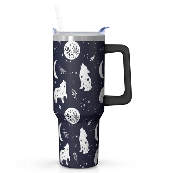 40oz Halloween Tumbler with Handle - Large Insulated Stainless Steel Cup, Spooky Design, Leakproof - Party & Gift