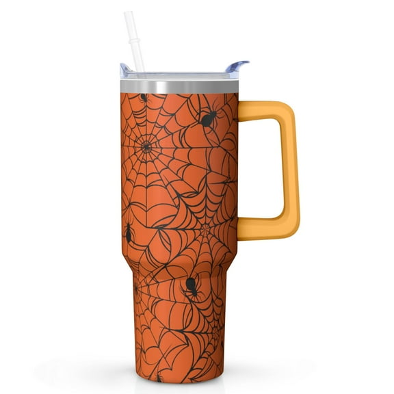 40oz Halloween Tumbler with Handle - Large Insulated Stainless Steel Cup, Spooky Design, Leakproof - Party & Gift