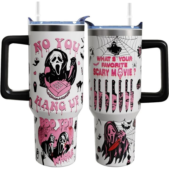 40oz Halloween Tumbler with Handle Lid and Straw,Stainless Steel Insulation Travel Coffee Mugs,Halloween Gifts for Women & Girls