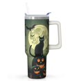thumbnail image 1 of 40oz Halloween Tumbler with Handle – Skull Ghost Witch Drinkware with Lid and Straw – Creepy Theme Travel Cup – Halloween Birthday Gifts, 1 of 5