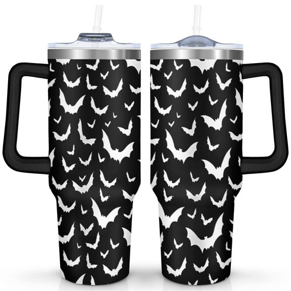 40oz Halloween Tumbler with Handle & Straw - Insulated Stainless Steel Travel Mug,Leakproof,Cup Holder Friendly,Dishwasher Safe,for Hot/Cold Drinks.