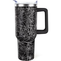 40oz Halloween Tumbler with Lid & Straw - Spider Web Gothic Stainless Steel Cup | Spooky Gift for Adults, Men & Women | Goth Halloween Gift