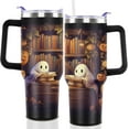 thumbnail image 1 of 40oz Halloween Tumbler with Lid and Straw, Ghost Cute Halloween Cups, Spooky Halloween Travel Coffee Cup with Handle for Birthday Party Gifts, 1 of 6