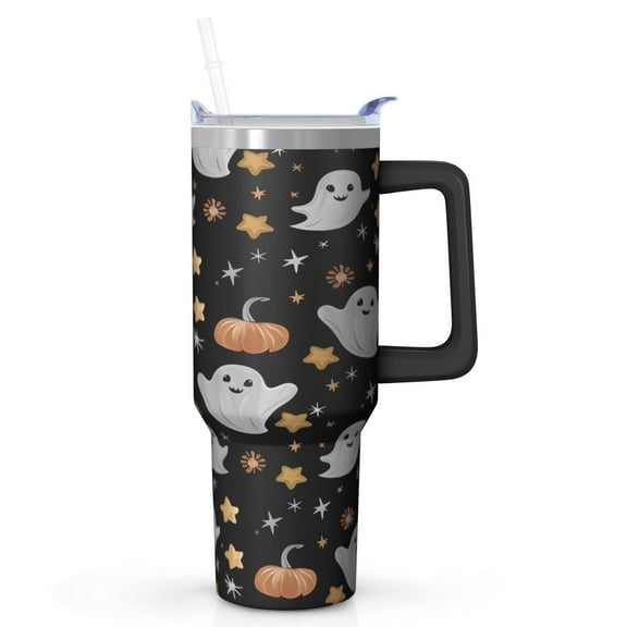 40oz Halloween Tumbler with Straw and Handle, Insulated Stainless Steel Mug for Fall Adventures