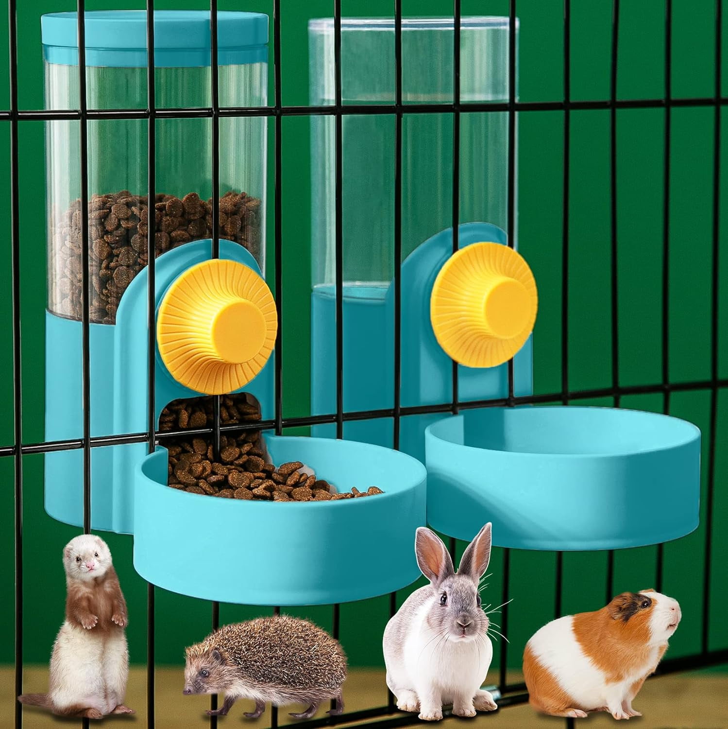40oz Hanging Automatic Rabbit Food and Water Dispenser, Dog Cage and ...