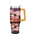 thumbnail image 1 of 40oz Hawaii Tropical Plants Tumbler with Handle, Stainless Steel Vacuum Insulated Travel Mug, Leak Proof Flip Straw Lid Gift for Men and Women, 1 of 5
