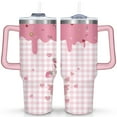 thumbnail image 1 of 40oz Hello Kawaii Cat Cute Stainless Steel Tumbler with Lid and Straw,Spill Proof Travel Cup Double Wall Vacuum Insulated Coffee Mug with Handle Pink, 1 of 7