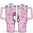 thumbnail image 1 of 40oz Hello Kawaii Cat Cute Stainless Steel Tumbler with Lid and Straw,Spill Proof Travel Cup Double Wall Vacuum Insulated Coffee Mug with Handle Pink, 1 of 7