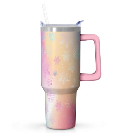 40oz Holiday Cocoa Tumbler with Handle Stainless Steel Christmas Travel Cup