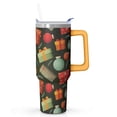 thumbnail image 1 of 40oz Holiday Tumbler with Lid and Straw, Stainless Steel Cup with Handle Plaid Travel Mug, Xmas Presents, 1 of 4