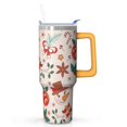 thumbnail image 1 of 40oz Holiday Tumbler with Lid and Straw, Stainless Steel Cup with Handle Red Bowknot Travel Coffee Mug, Xmas Gifts, 1 of 4