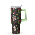 thumbnail image 1 of 40oz Holiday Tumbler with Straw Handle Leak Proof Stainless Steel Cup Christmas Day Gifts for Women Men, 1 of 4