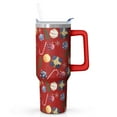 thumbnail image 1 of 40oz Holiday Tumbler with Straw and Handle, Classic Red and Green Plaid Christmas Stainless Steel Cup Gifts, 1 of 4