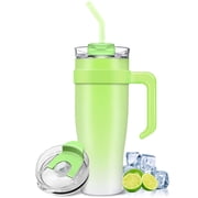 40oz Insulated Tumbler with Handle and Straw & 2-1Lid, Stainless Steel Vacuum Flask - Leakproof & Fits Car Cup Holders,Coffee Mug, Large Capacity Cold/Hot Water Bottle for Camping,Office,Travel