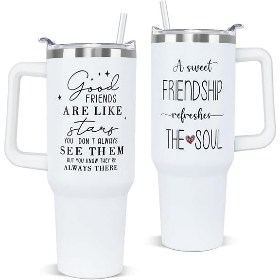 40oz Insulated Tumbler with Handle - Friendship Gift for Women, Bestie, BFF, Sister, Hostess - Travel Coffee Mug Cup