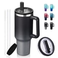 thumbnail image 1 of SUNSOC 40 oz Insulated Water Bottle with Handle, Leakproof Travel Mug, Stainless Steel Cup for Work, Gym and Travel, 1 of 8