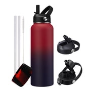 40oz Insulated Water Bottle - Keep Cold-48H Hot-24H, Vacuum Water Flask with Straw & Spout Lid, Protective Boot, Reusable Sport Stainless Steel Water Bottle