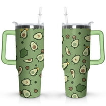 40oz Kawaii Green Avocado Design Stainless Steel Flip Straw Tumbler Spill Proof Travel Cup Double Wall Vacuum Insulated Coffee Mug with Top Handle