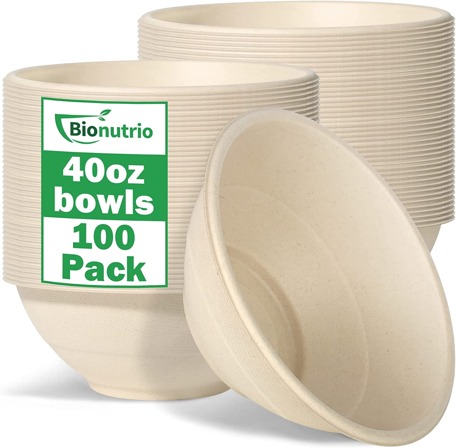 40oz Large Disposable Bowls 100 Pack Paper Bowls Bulk Compostable