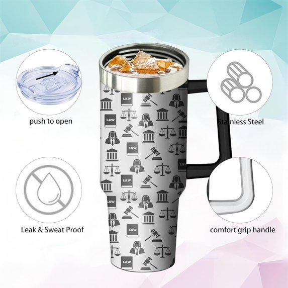40oz Lawyer Gifts Paralegal Tumbler with handle for Women and Man, Stainless Steel Insulated Cup, Office Coffee Mug Water Bottle for Law Student Graduation Attorney