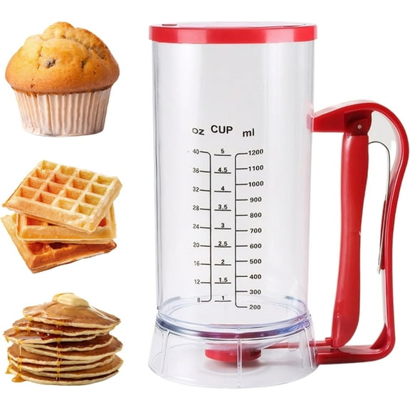 40oz Manual Pancake Batter Dispenser: Large Pancake Dispenser with Squeeze Handle,Batter Dispenser for Making Pancakes Cupcake Donut Tortilla,Pancake Mix Dispenser for Griddle