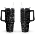thumbnail image 1 of 40oz Math Equations Physics Sketches Stainless Steel Flip Straw Tumbler Spill Proof Travel Cup Double Wall Vacuum Insulated Coffee Mug with Handle, 1 of 6