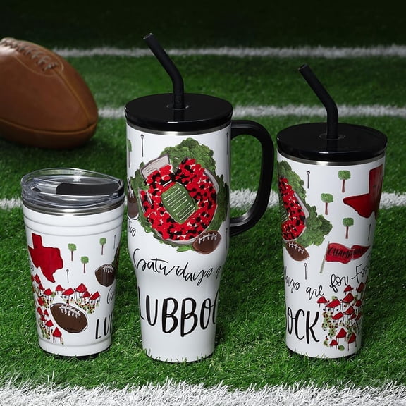 40oz Mega Mug, 40oz Tumbler with Handle and Straw, Extra Large Insulated Tumblers, Cup Holder Friendly Travel Mug (Saturdays In Lubbock)