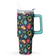 thumbnail image 1 of 40oz Merry Christmas Tumbler with Lid and Straw, Stainless Steel Cup with Handle Snowflakes Travel Mug, Xmas Presents, 1 of 4