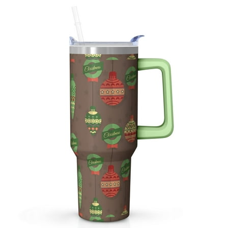 40oz Merry Christmas Tumbler with Straw and Handle, Red Snowman Stainless Steel Insulated Cup Holiday Gift